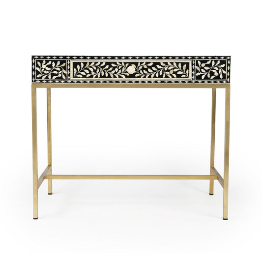 Butler Specialty Company - Perilla 36 in. W Rectangular Bone Inlay & Wood 1 Drawer Writing Desk, Black & White - 5529318