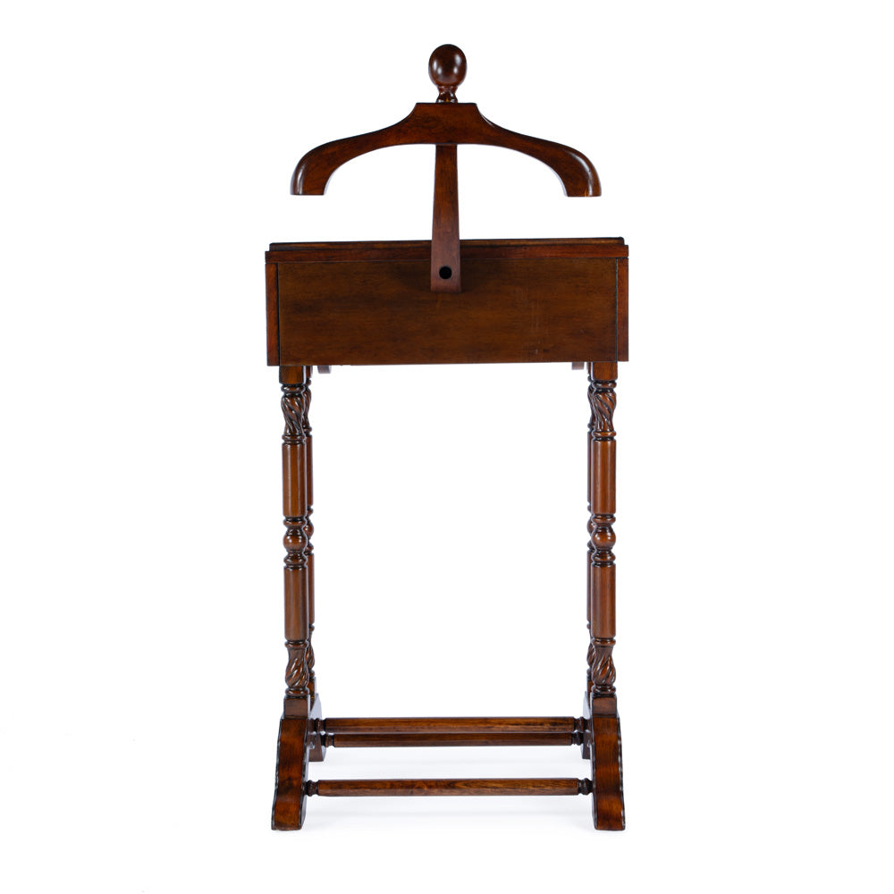 Butler Specialty Company - Petrov 46.25 in. H x 22 in. W Wood Clothing Valet Stand, Medium Brown - 900011