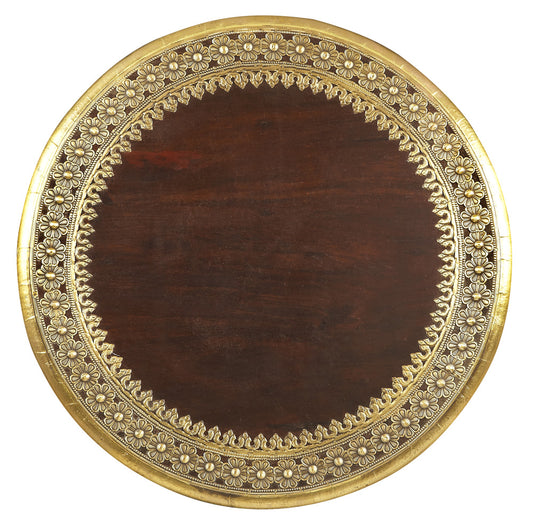 Butler Specialty Company - Artifacts - Ranthore 20 in. W Round Wood & Brass Foil Side Table, Dark Brown - 2039290