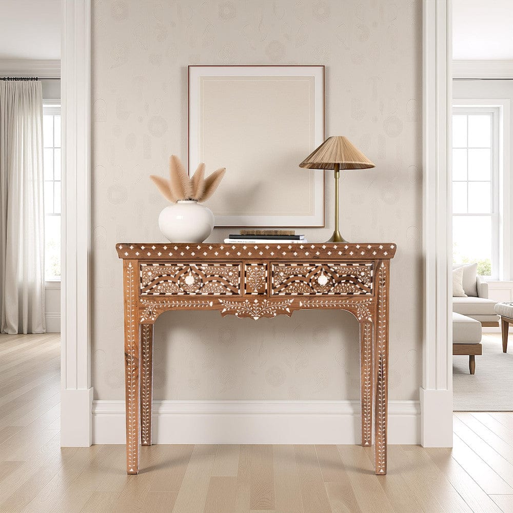 Butler Specialty Company - Rashmi 36 in. W Rectangular Teak & Bone 2 Drawer Console Table, Brown - 5965338 view 5
