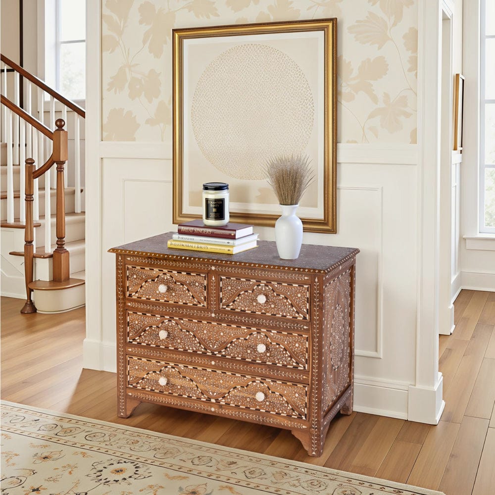 Butler Specialty Company - Rashmi 40 in. W Rectangular Teak & Bone In-Lay 4 Drawer Accent Chest, Brown - 5964338 view 4