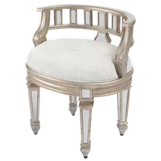 Butler Specialty Company - Rebecca 21 in. W Upholstered & Mirrored Vanity Stool, Silver - 3762146