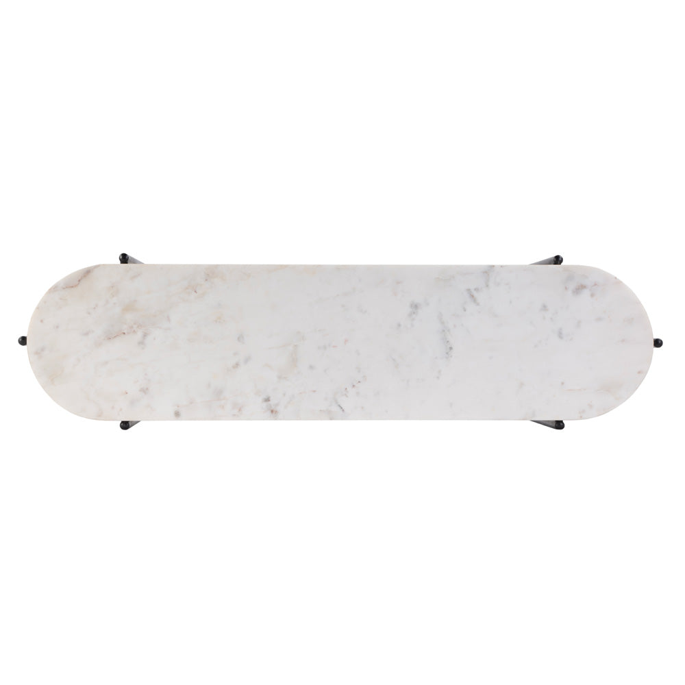 Butler Specialty Company - Renaldo 49.5 in. W Elongated Marble and Iron 2-Tier Console Table, White - 5875025 view 5