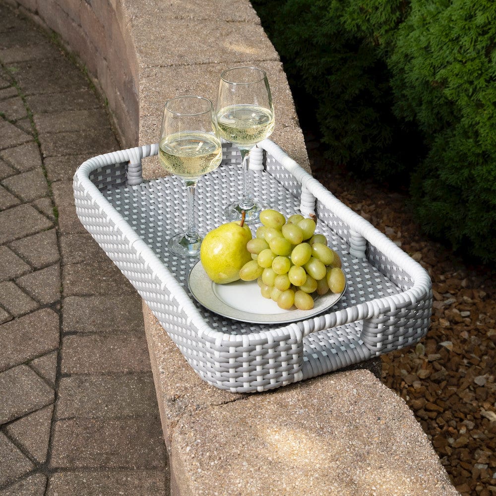 Butler Specialty Company - Selena Indoor/Outdoor 34.5 in. W Rattan 2 Tier Bar/Serving Cart with Removeable Tray Top, Gray/White/Natural - 5397266 view 7