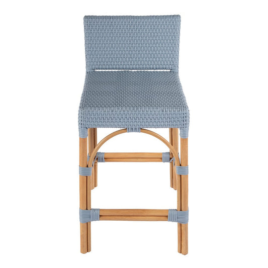 Butler Specialty Company - Serienna 24.5 in. Seat Height Rectangular Rattan Low Back Counter Stool, Baby Blue - 5585341 View 2