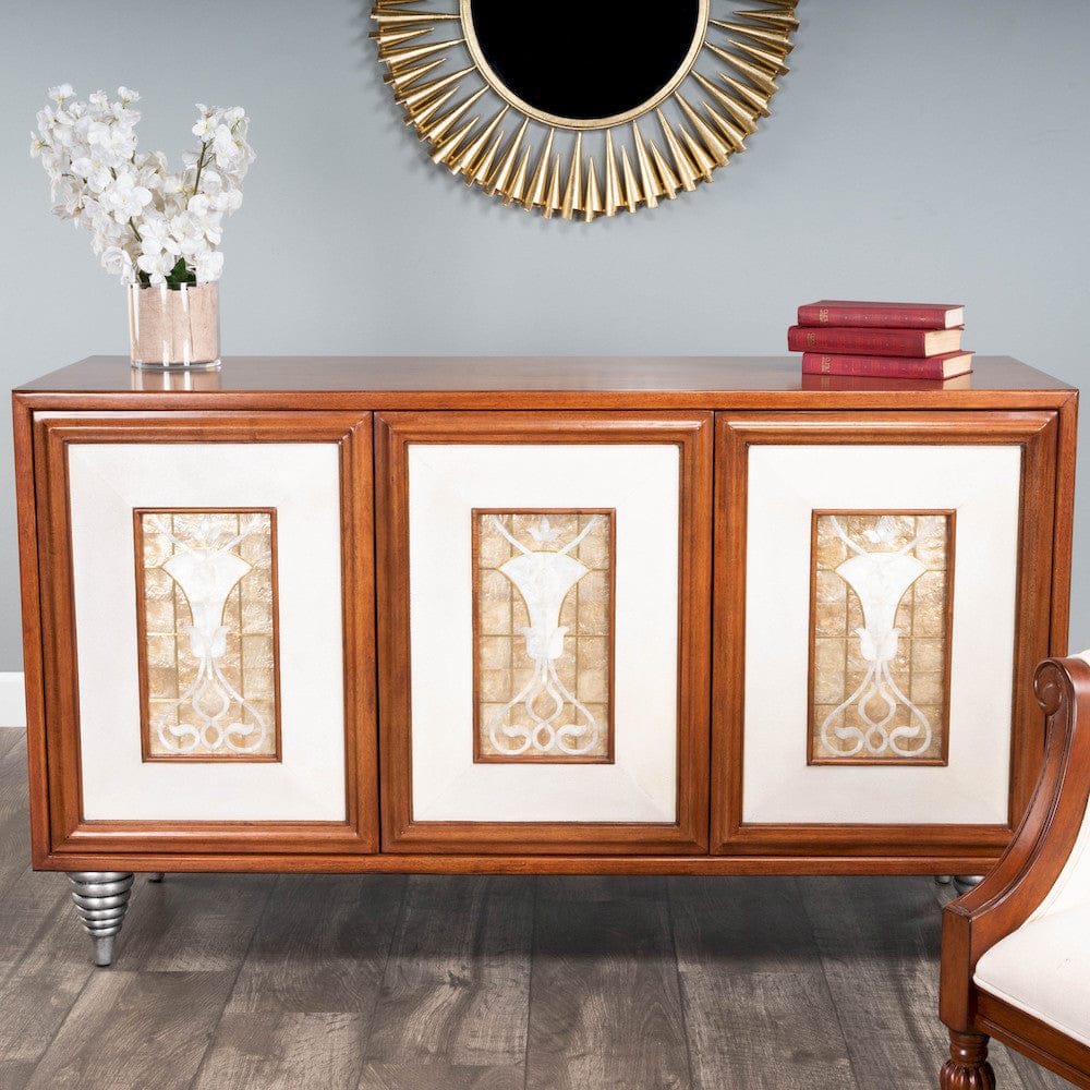 Butler Specialty Company - Shelly Leather & Capiz Shell Inlay 55" Sideboard, Medium Brown - 5486350_CLOSEOUT view 7