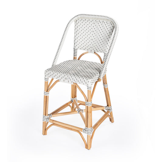Butler Specialty Company - Solstice 25 in. Seat Height Rattan Indoor Counter Height Stool with Back & Footrest, Gray - 5399329