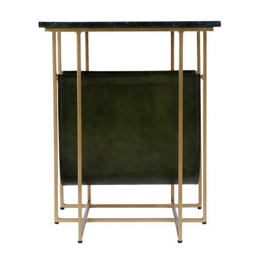 Butler Specialty Company - Stephanik 20.25 in. W Rectangular Marble & Leather Magazine Side Table, Green - 5451475 view 2