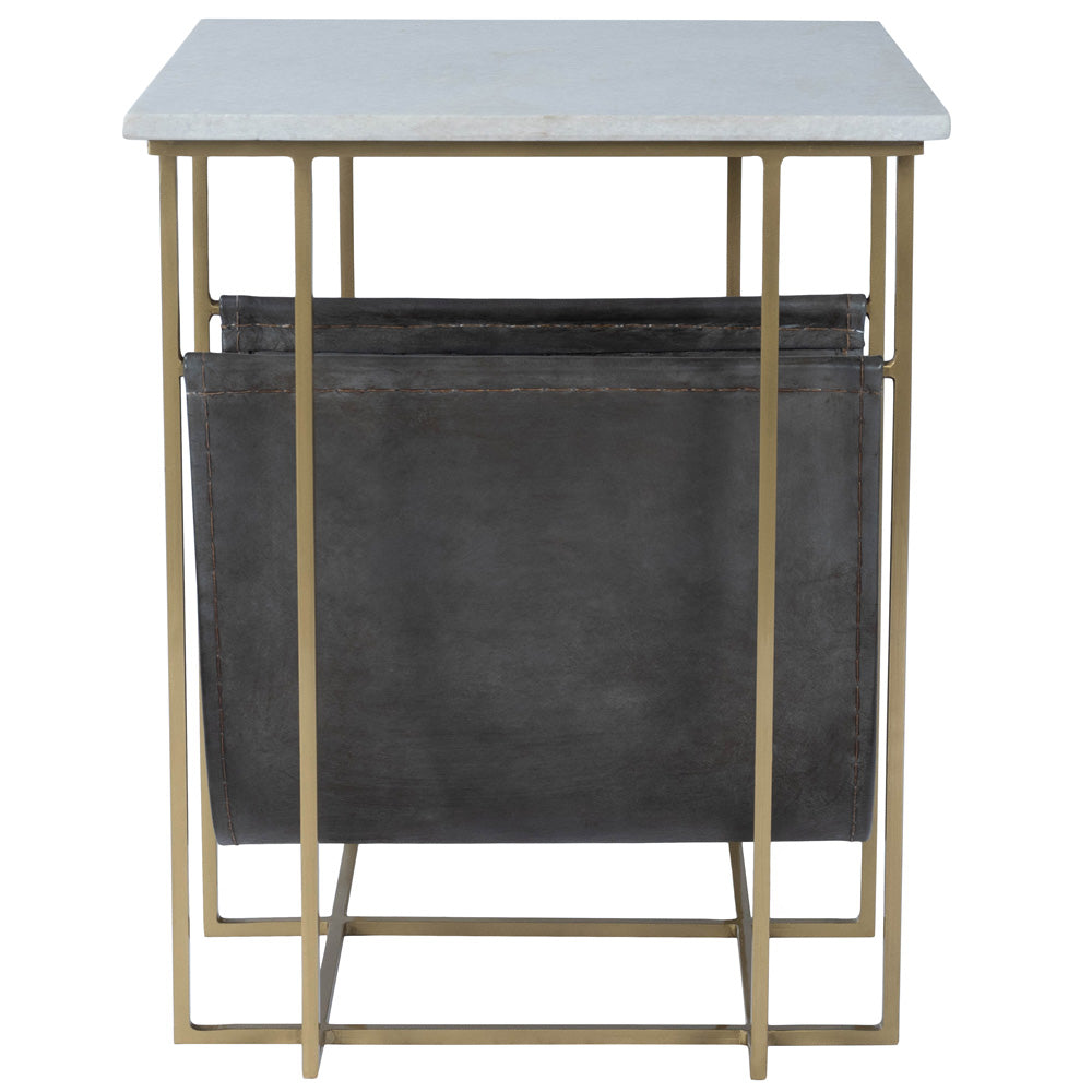 Butler Specialty Company - Stephanik Marble & Leather Magazine Side Table, Off-White - 5451389