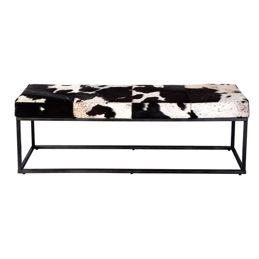 Butler Specialty Company - Stinson 54 in. W Rectangular Leather and Iron Accent Bench, Black and White - 5974373 View 2