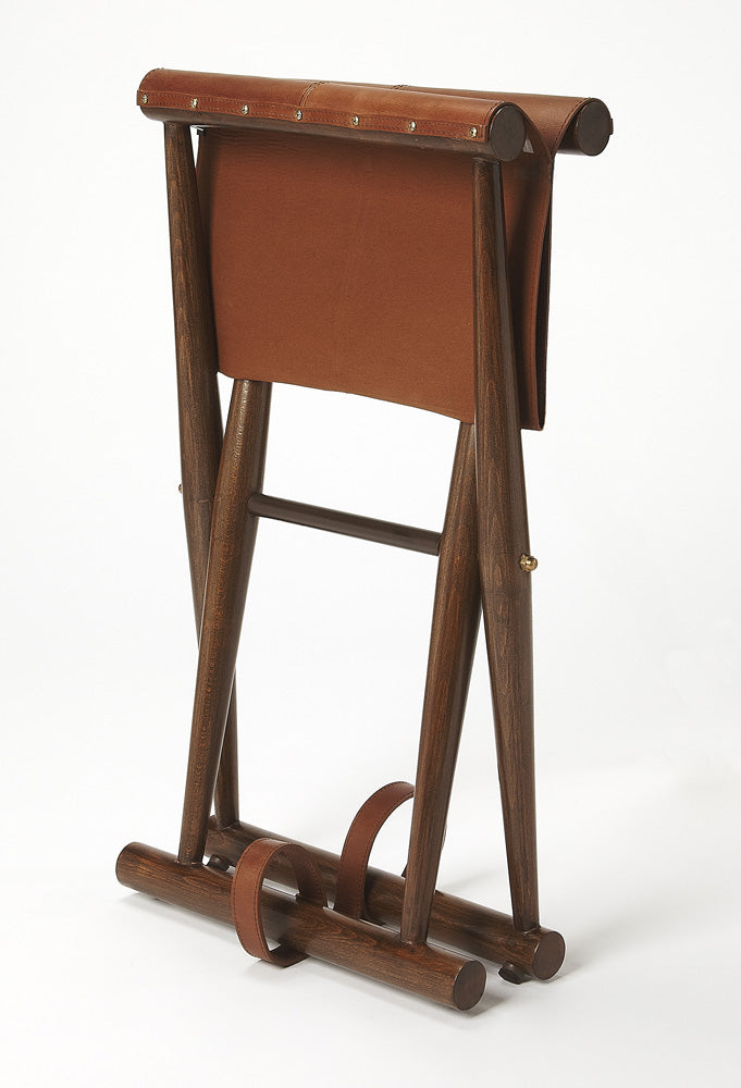 Butler Specialty Company - Sutton Leather Folding Stool, Medium Brown - 3989140