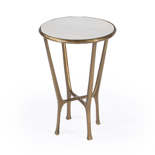 Butler Specialty Company - Switlania 16 in. W Round Marble & Metal Side Table, Gold - 4418389
