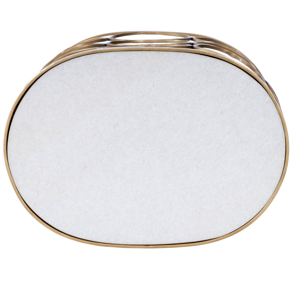 Butler Specialty Company - Talulah 20 in. W Oval Marble & Metal Side Table, Gold - 6123025