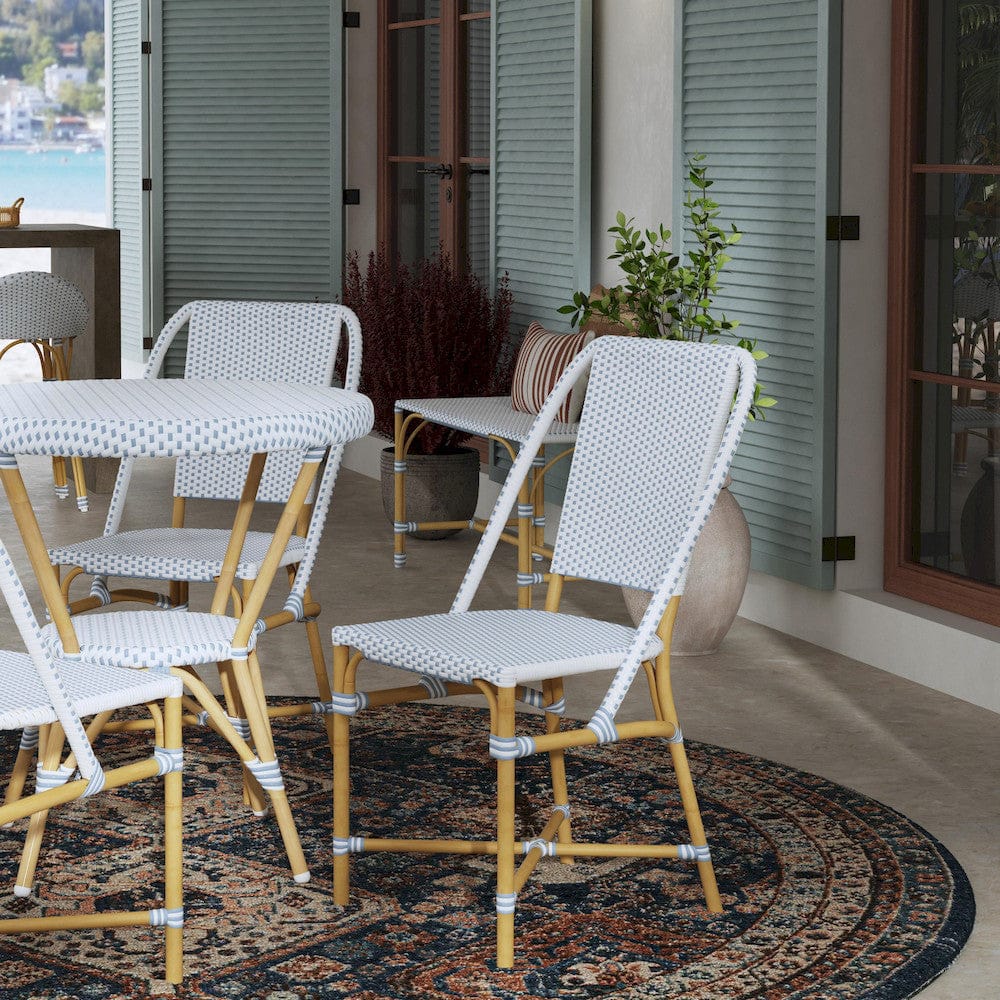 Butler Specialty Company - Tobias 18.5 in. Seat Height Outdoor Rattan and Metal Dining Side Chair, Baby Blue - 5647194 view 6