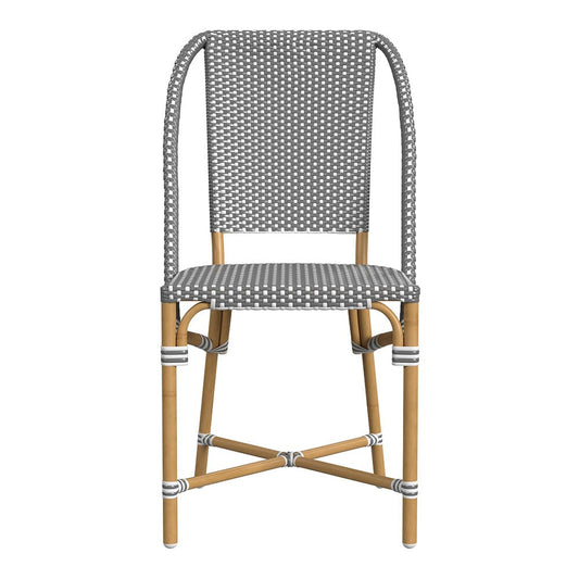 Butler Specialty Company - Tobias 18.5 in. Seat Height Outdoor Rattan and Metal Dining Side Chair, Gray and White Dot - 5647329 View 2