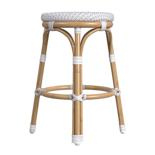 Butler Specialty Company - Tobias 24.5 in. Seat Height Outdoor Rattan and Metal Backless Counter Stool, White - 5648304 View 2