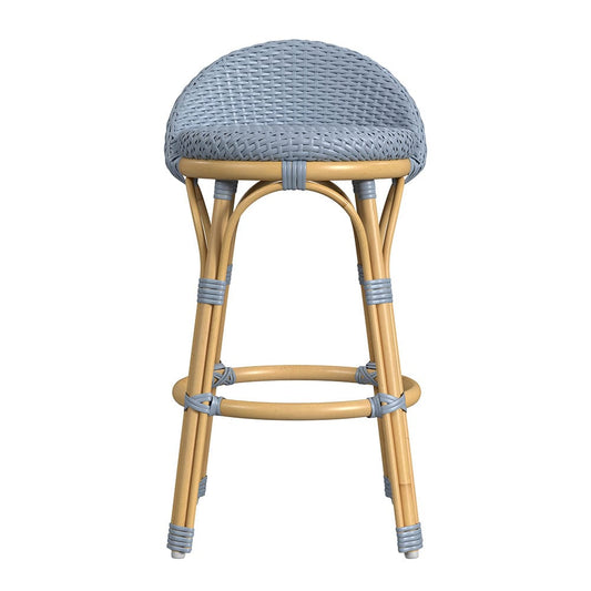 Butler Specialty Company - Tobias 24.5 in. Seat Height Outdoor Rattan and Metal Low Back Counter Stool, Baby Blue - 5649341 View 2