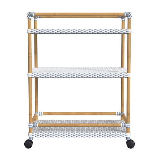 Butler Specialty Company - Tobias 24 in. W Outdoor Rattan and Metal 3 Tier Bar Cart, Baby Blue - 5651194 View 2