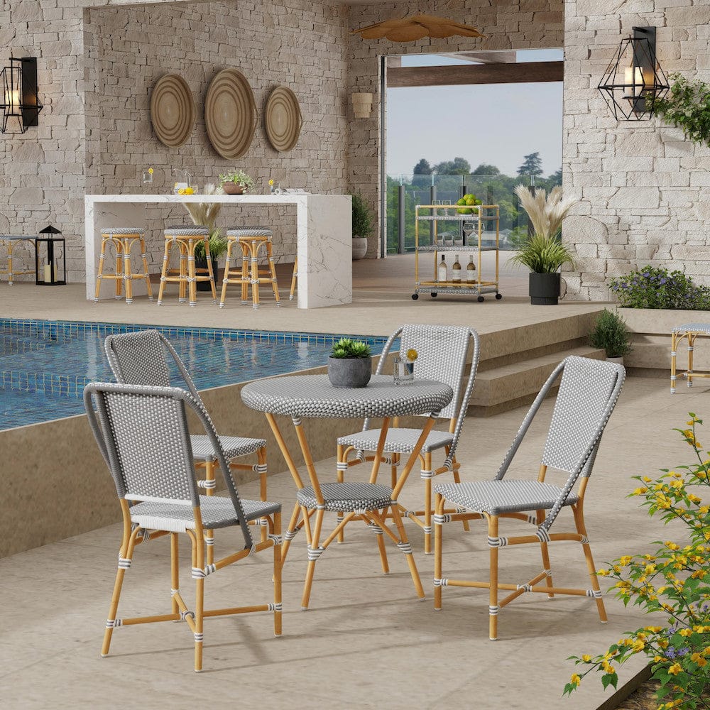 Butler Specialty Company - Tobias 30 in. W Outdoor Round Rattan and Metal Bistro Table, Gray and White - 5646329 view 6