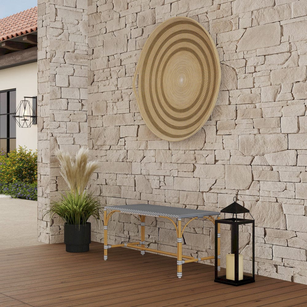 Butler Specialty Company - Tobias 40 in. W Outdoor Rectangular Rattan Dining Bench, Gray and White Dot - 5650329 view 5