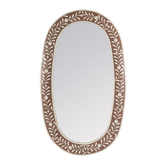 Butler Specialty Company - Trubadur 40"W x 24"H Oval Bone Inlay Horizonal or Vertical Decorative Wall Mirror, Brown, White - 5528323 View 2