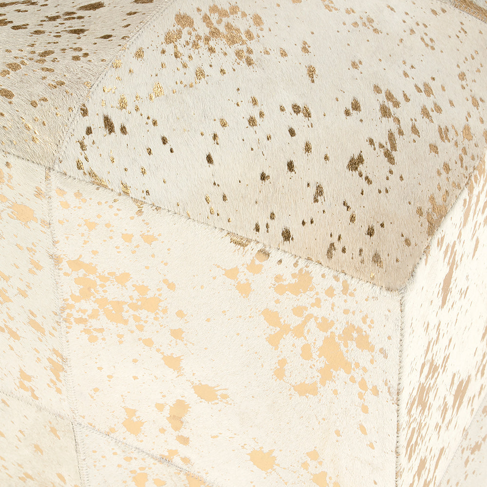 Butler Specialty Company - Victorian Hair on Hide w Spots Cube Ottoman, White - 5535126 View 3