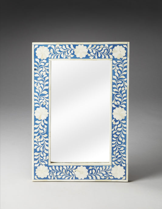 Butler Specialty Company - Vivienne 16 in. W Rectangular Bone Inlay Wall Mirrored, Blue - 1855070