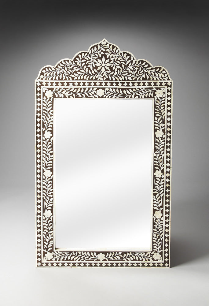 Butler Specialty Company - Vivienne 27.75 in. W Rectangular Bone Inlay Wall Mirrored, Dark Brown - 1856070
