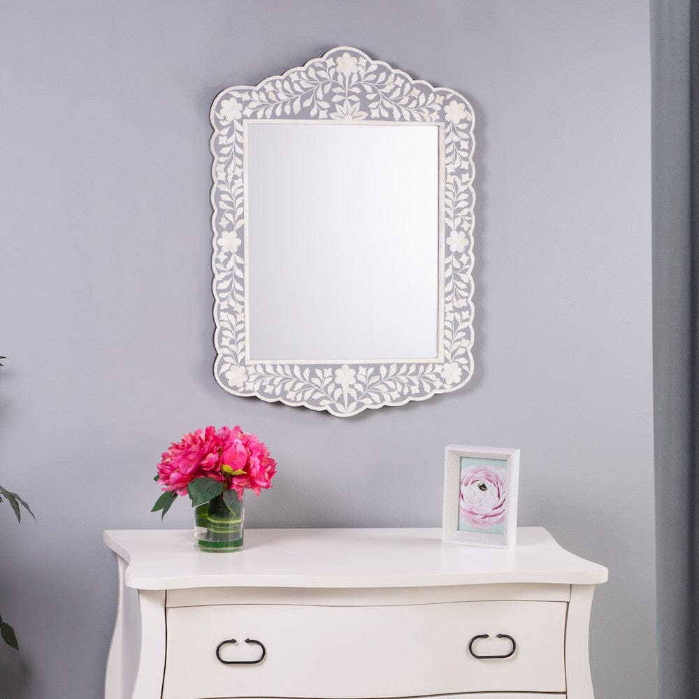 Butler Specialty Company - Vivienne 28 in. H x 20 in. W Rectangular Bone Inlay & Wood Wall Mirror, Gray - 3451321 view 7