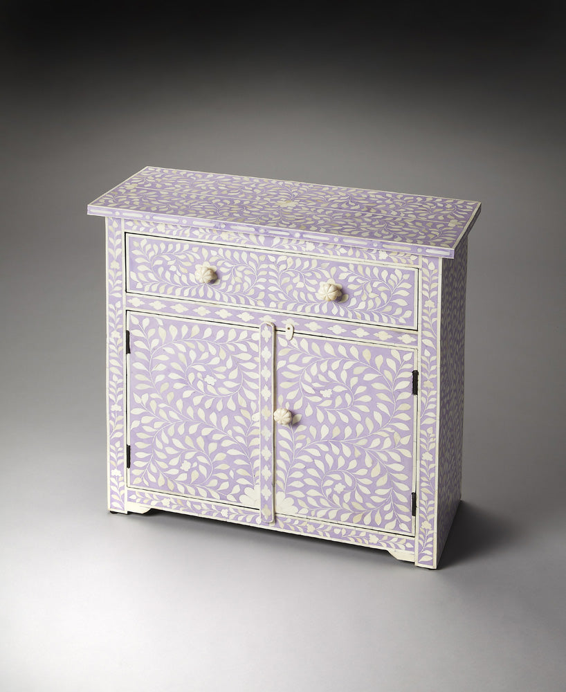 Butler Specialty Company - Vivienne 29 in. W Rectangular Bone Inlay & Wood 1 Drawer 2 Door Console Accent Chest, Purple - 3203070