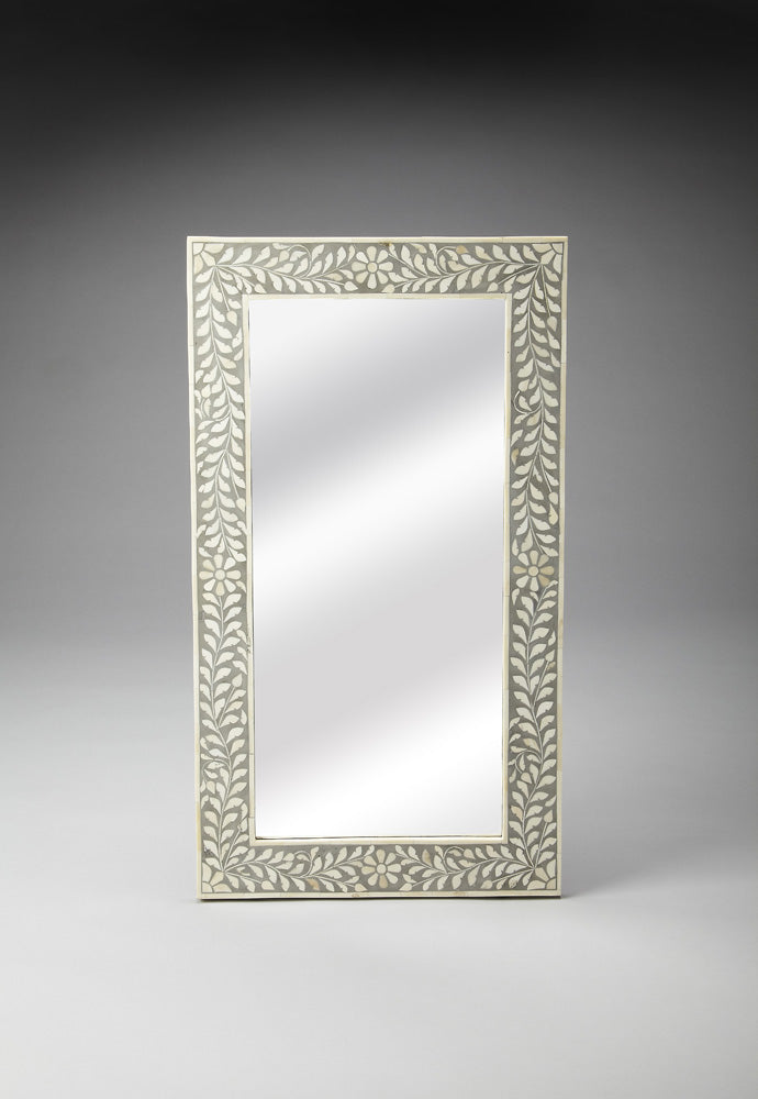 Butler Specialty Company - Vivienne 36.5 in. H x 20.5 in. W Rectangular Bone Inlay & Wood Wall Mirror, Gray - 3479321
