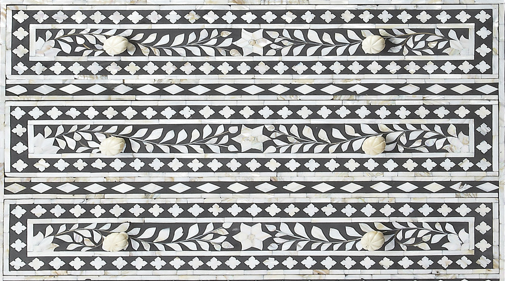 Butler Specialty Company - Vivienne 36 in. W Mother Of Pearl & Wood 3 Drawer Accent Storage Chest, Black/White - 3559318