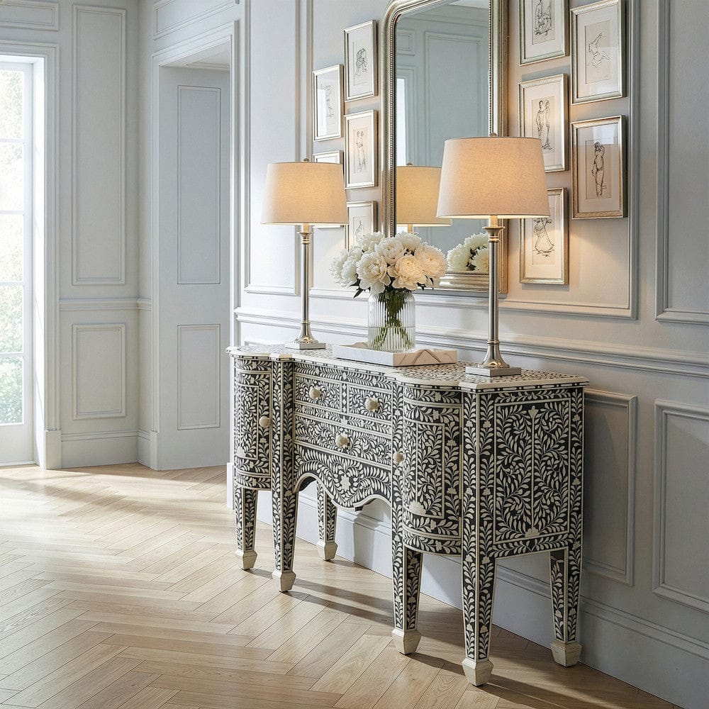Butler Specialty Company - Vivienne 57.25 in. W Rectangular Bone Inlay & Wood 3 Drawer 2 Door Buffet, Black - 1843070 view 6