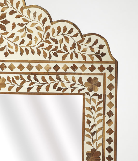 Butler Specialty Company - Vivienne Wood & Bone Inlay Wall Mirrored, Light Brown - 4499338