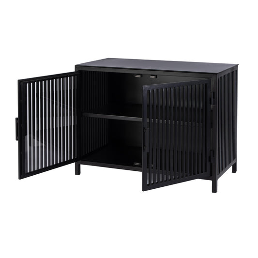 Butler Specialty Company - Worthington 35.5 in. W Iron and Glass Accent Storage Chest with 1 Interior Shelf, Black - 5866330 view 2