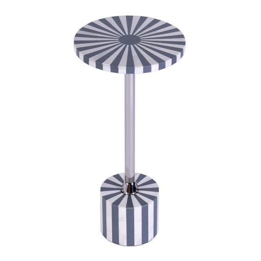Butler Specialty Company - Zane 10.25 in. W Round Bone Inlay & Metal Side Table, Gray/White - 5786321