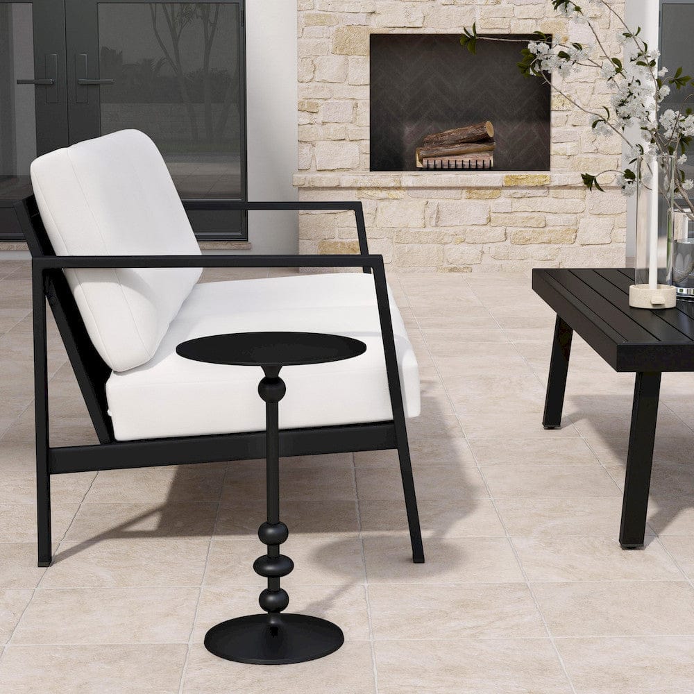 Butler Specialty Company - Zara Outdoor 12 in. W. Round Metal Pedestal End Table, Black - 9340437 view 6