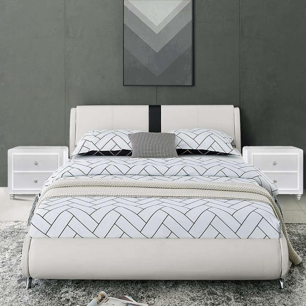 Camden Isle - Carlton Platform Bed, King, White with 2 Nightstands - 212235 veiw 9