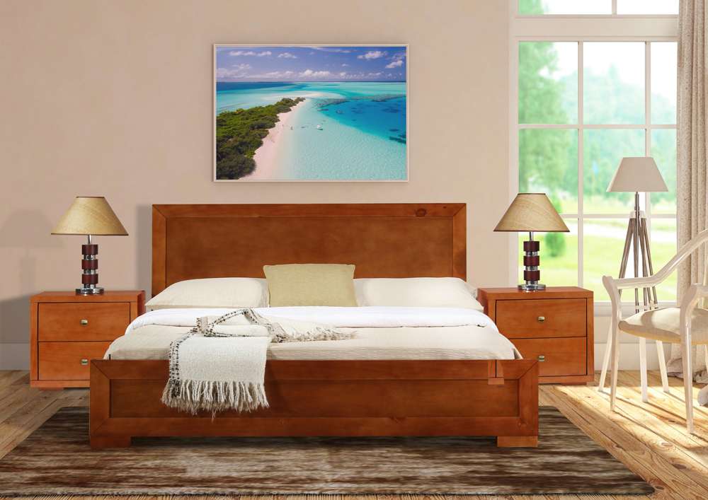 Camden Isle - Trent Wooden Platform Bed in Cherry, Full with 1 Nightstand - 312731 veiw 8