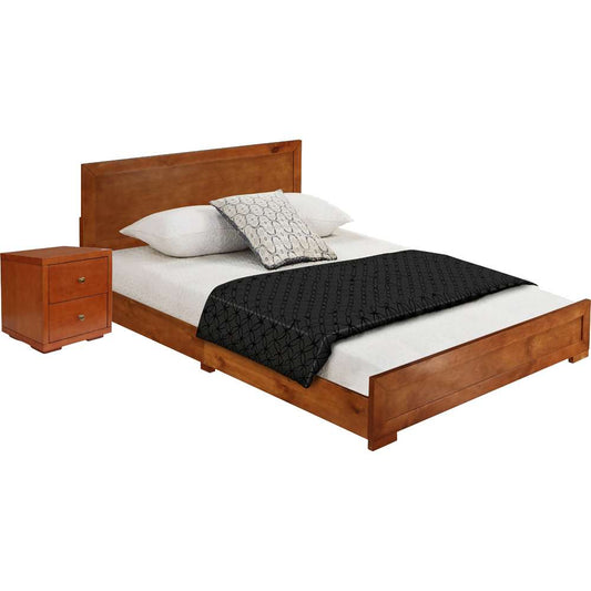 Camden Isle - Trent Wooden Platform Bed in Cherry, Twin with 1 Nightstand - 312730 veiw 2