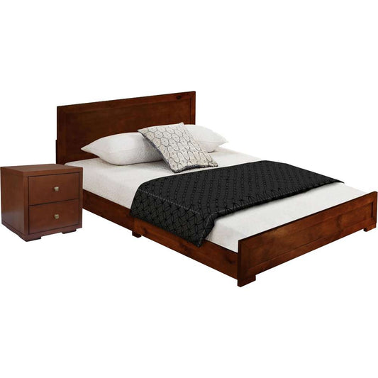 Camden Isle - Trent Wooden Platform Bed in Walnut, Twin with 1 Nightstand - 312530 veiw 2