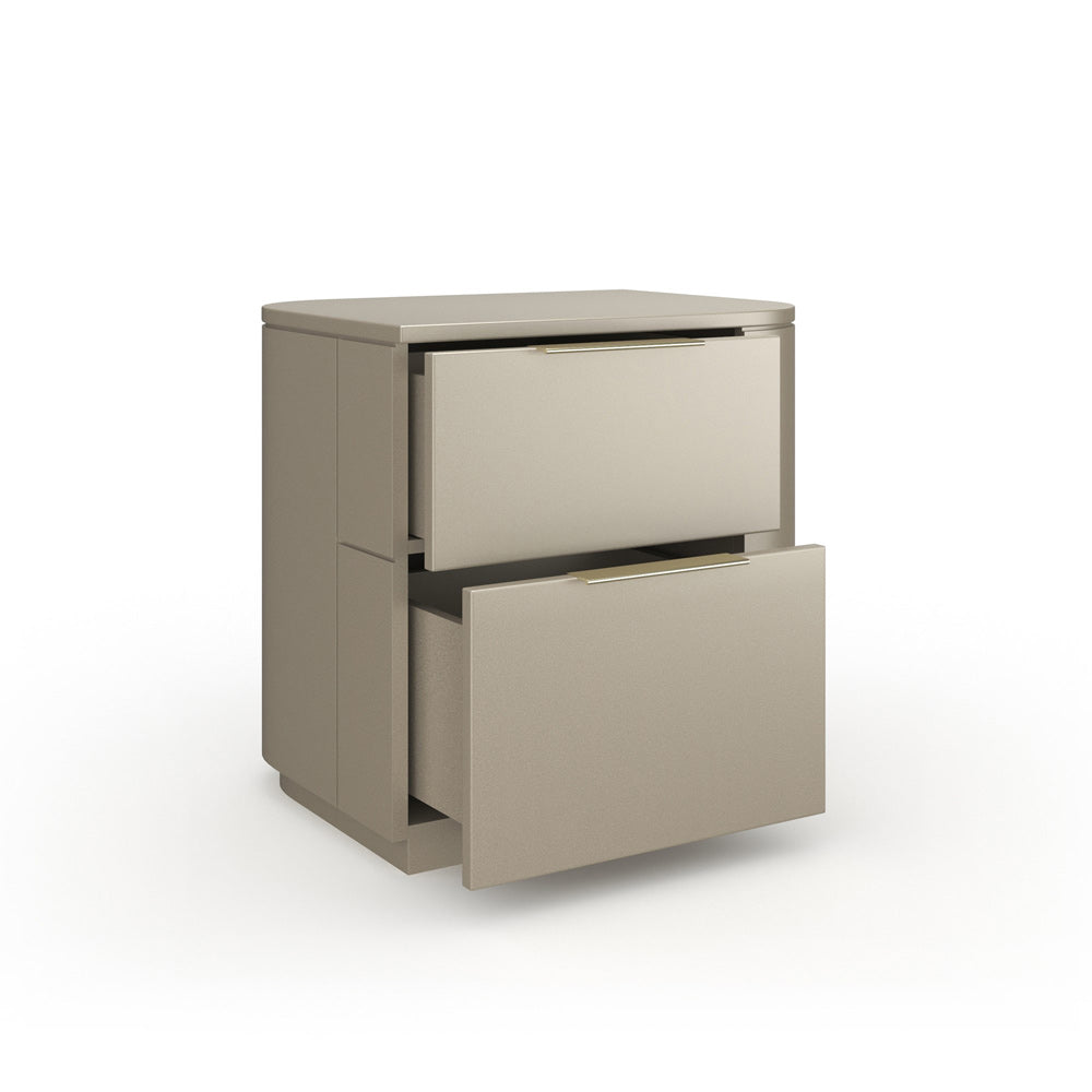 Caracole - Oblique Right Nightstand in Soft Silver Paint Gloss - CLA-024-062