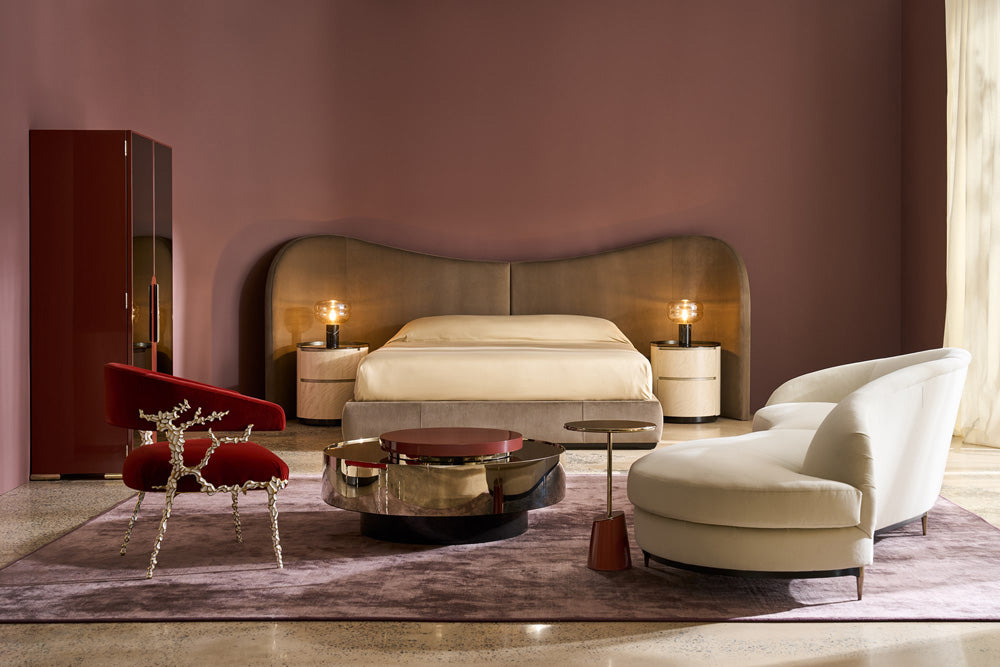 Caracole - Radius Cocktail Round Accent Tray in Rouge Red Gloss - CLA-024-429