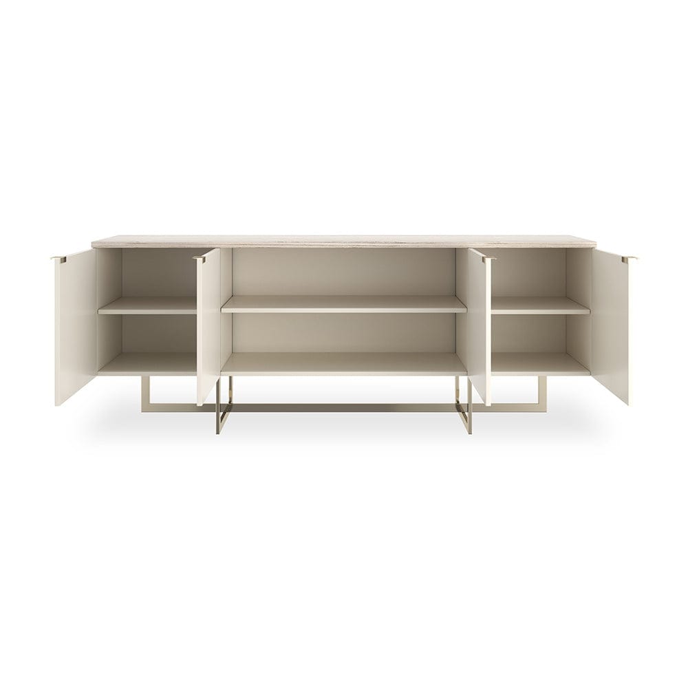 Caracole - Wish You Were Here Media Cabinet in Almond Milk, Whisper of Gold - CLA-424-534