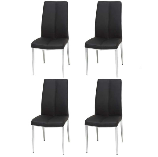 Chintaly - Abigail Side Chair W/ Chrome Legs in Black PU (Set of 4) - ABIGAIL-SC-BLK veiw 2