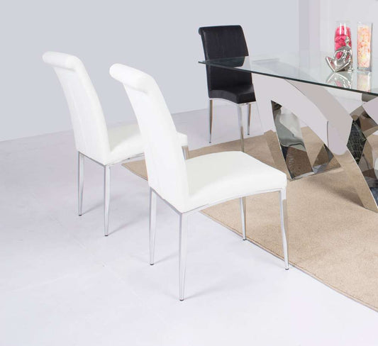 Chintaly - Alexis Rolled Back Side Chair in White PU (Set of 4) - ALEXIS-SC-WHT veiw 2