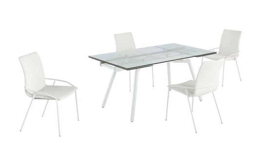 Chintaly - Alicia Contemporary Dining Set with Extendable Glass Table & 4 Side Chairs - ALICIA-5PC veiw 2