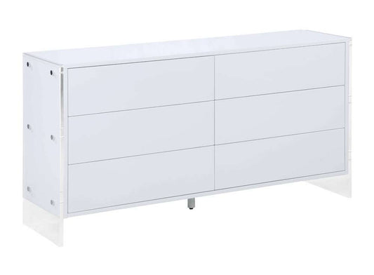 Chintaly - Barcelona Contemporary Wooden & Solid Acrylic Buffet w/ 6 Drawers - BARCELONA-BUF veiw 2