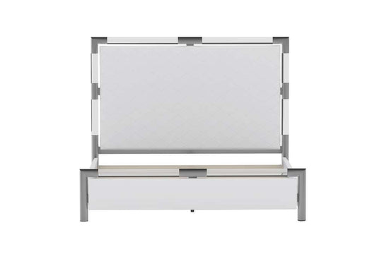 Chintaly - Barcelona Diamond Stitched Upholstered King Bed w/ Solid Acrylic and Brushed Nickel Frame - BARCELONA-BED-KG veiw 2
