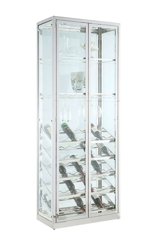 Chintaly - Contemporary Glass Curio w/ Wine & Stemware Racks - 6655-CUR veiw 2